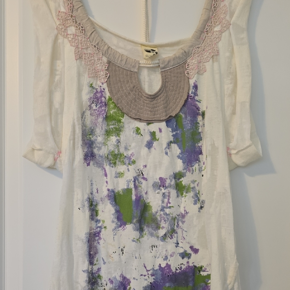 Free People Artistic Creme and Purple Blouse. Size XS - Picture 3 of 14